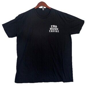 Emo Brown Empire Black Graphic T Shirt Men’s XL Gothic Lettering Streetwear